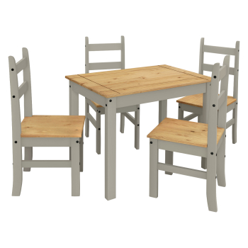 Tisch + 4 Stühle CORONA 3 wachs/grau