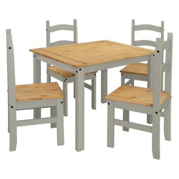 Tisch + 4 Stühle CORONA 3 wachs/grau