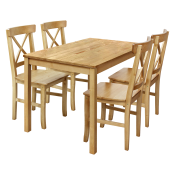 Esstisch 8848A antik + 4 Stühle 867A antik