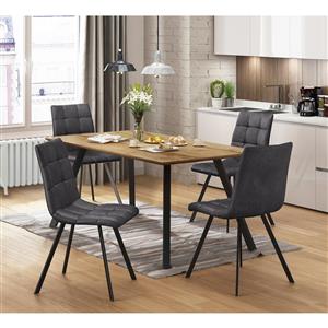 Esstisch BERGEN Eiche + 4 Stühle BERGEN grau Mikrofaser