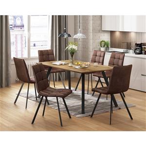 Esstisch BERGEN Eiche + 6 Stühle BERGEN Mikrofaser braun