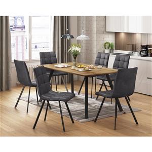 Esstisch BERGEN Eiche + 6 Stühle BERGEN grau Mikrofaser