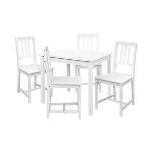 Esstisch 8842B weiß lackiert + 4 Stühle 869B weiß lackiert