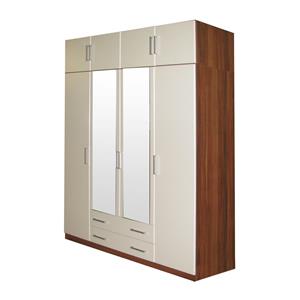 ESO 4-türiger Kleiderschrank 61540 nussbaum/weiß