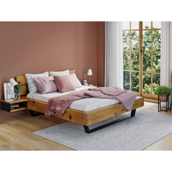Doppelbett CURBY 160x200 Massivholz/Metall vintage lackiert