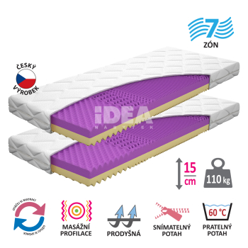 Matratze mit Bezug IDEA FORTE 90x200x15 - Sale 1+1 FREE